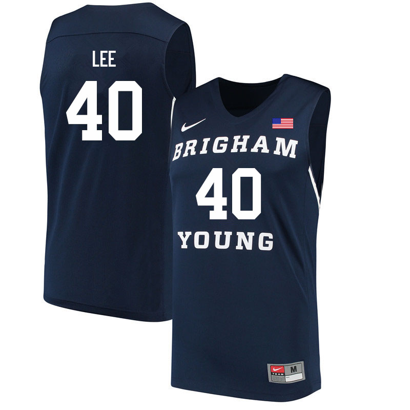 Men #40 Kolby Lee BYU Cougars College Basketball Jerseys Sale-Navy